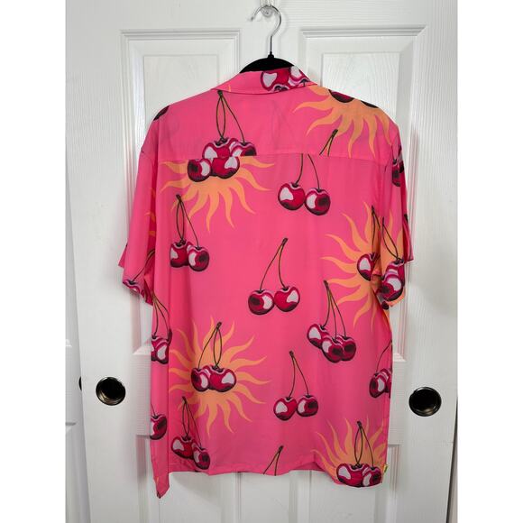 Duvin Cherry Men's Button Up Cabana Shirt Size M Lightweight Stretch Pink NWT - Picture 3 of 10